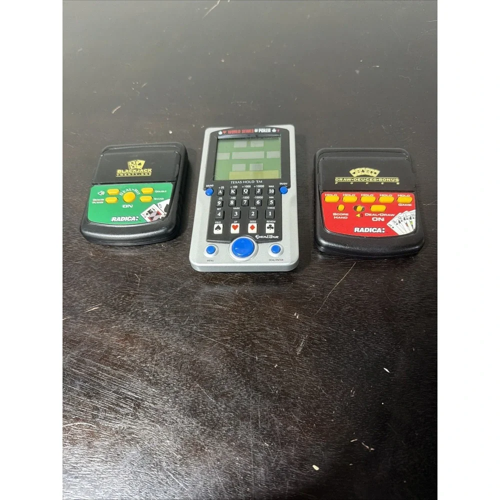 Radica Blackjack 21 & Poker WSP Texas Hold 'Em Handheld Electronic Games Work